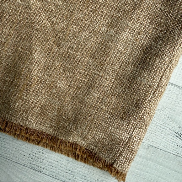 Vintage Escada Silk & Linen Tan Tweed Pencil Skirt with Fringe Detail Size 34 - Picture 5 of 8